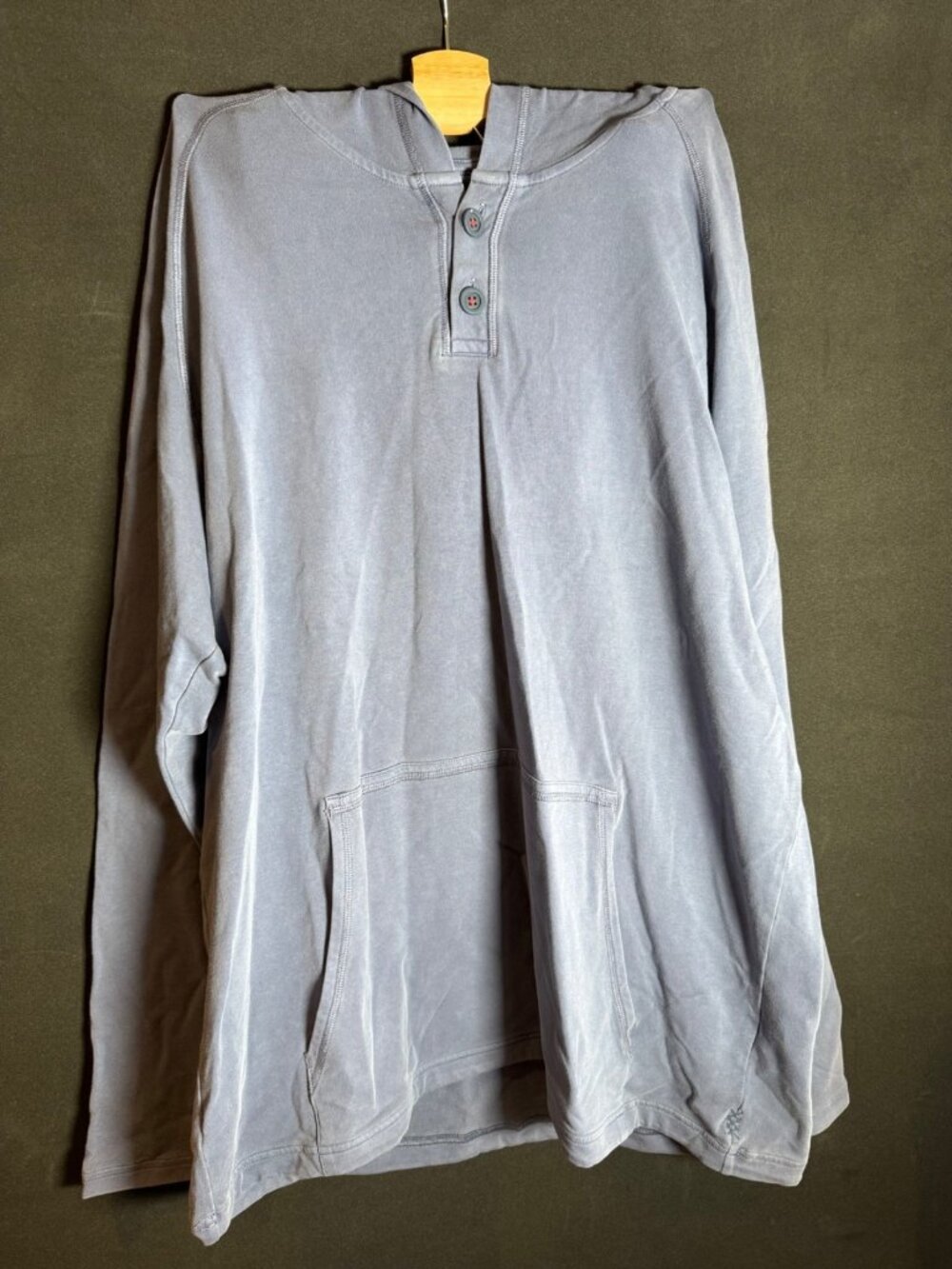 Men's Rhone Henley Hoodie Dye Blue Size XL Lightweight Hooded Top, Never Worn
